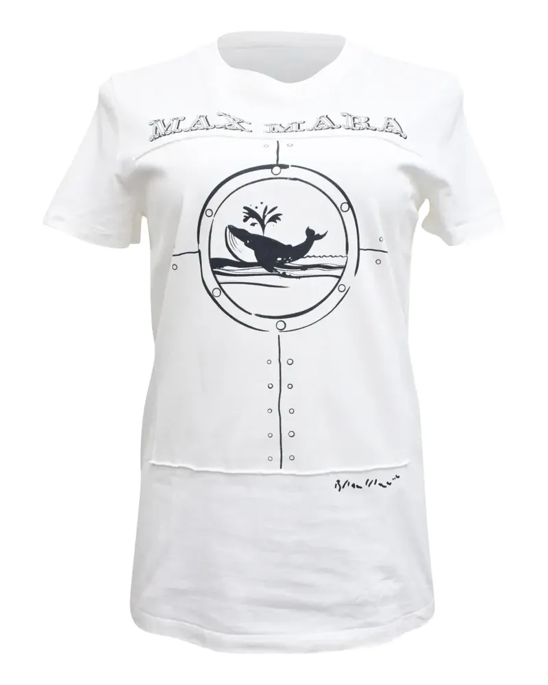 Max Mara Oblo T-Shirt mit Wal-Print - Weiß Weiß