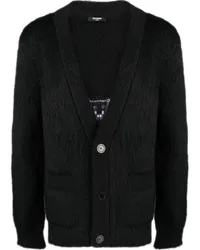 Balmain Intarsien-Cardigan mit V-Ausschnitt Schwarz