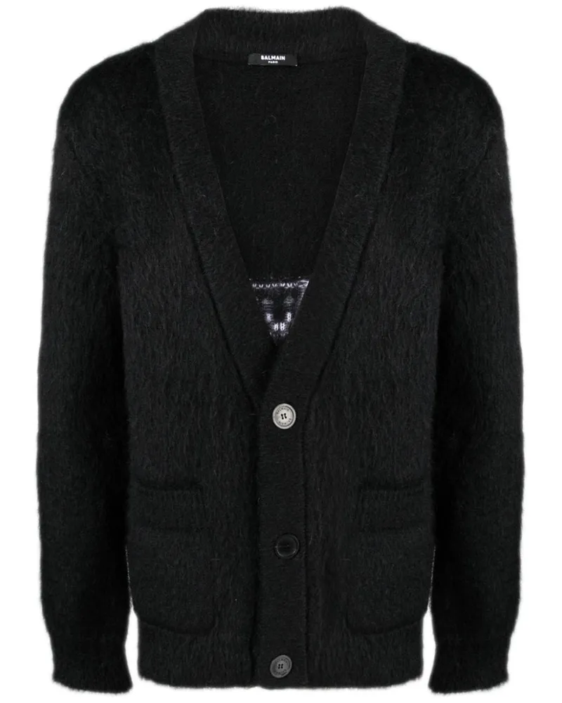 Balmain Intarsien-Cardigan mit V-Ausschnitt - Schwarz Schwarz