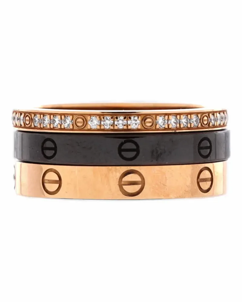 Cartier Love Band 3 Set 18K Rose Gold, Diamonds and Ceramic ring - Rosa Rosa