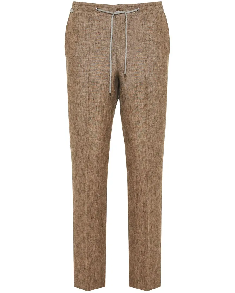 Corneliani Leinenhose mit Kordelzug - Braun Braun
