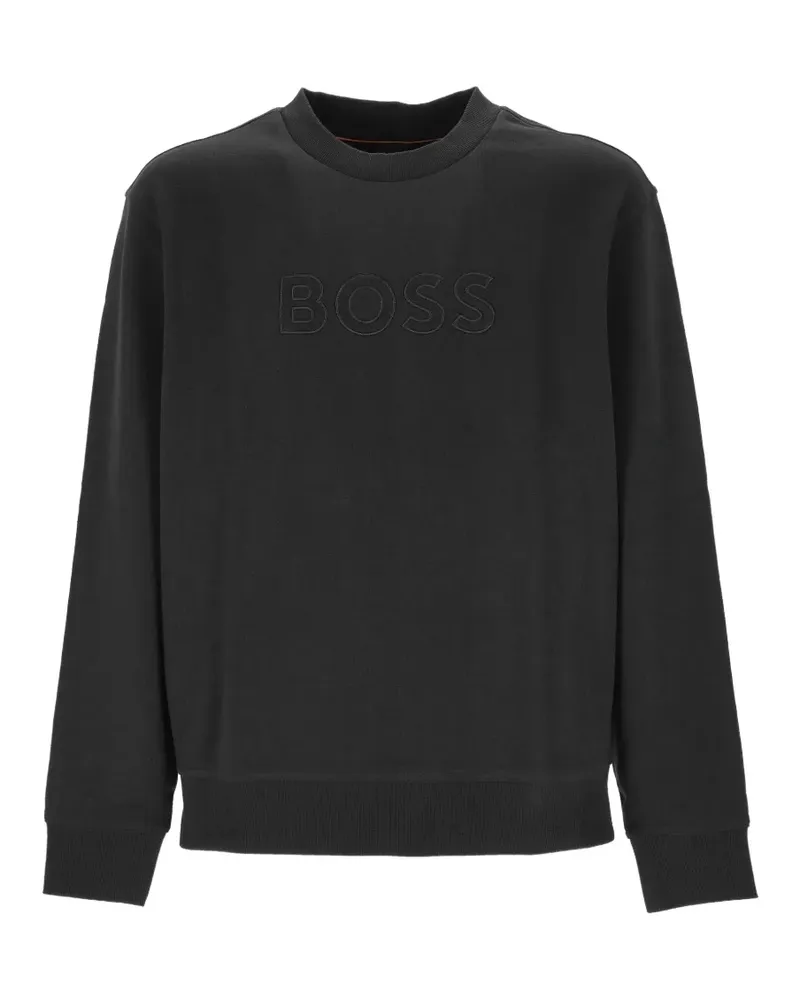HUGO BOSS relaxed-fit sweatshirt in cotton terry with embroidered-logo - Schwarz Schwarz