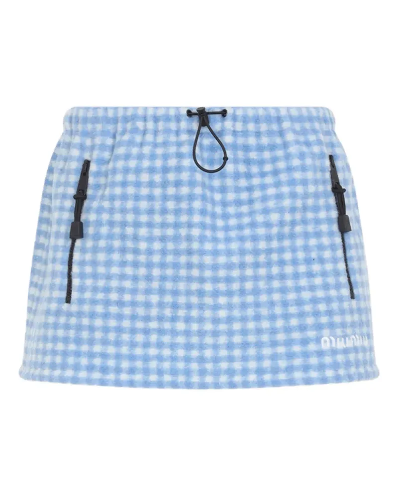 Miu Miu Vichy gingham drawstring-waist fleece mini skirt - Blau Blau