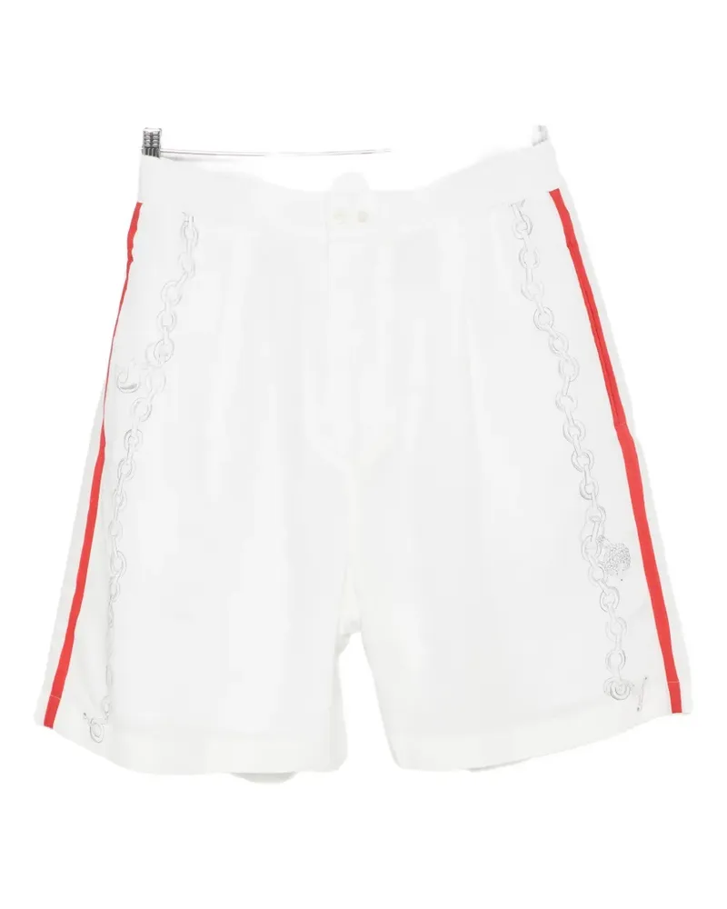 Jacquemus Gestreifte Shorts mit Logo-Stickerei - Weiß Weiß