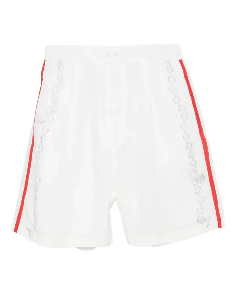 Jacquemus Gestreifte Shorts mit Logo-Stickerei - Weiß Weiß