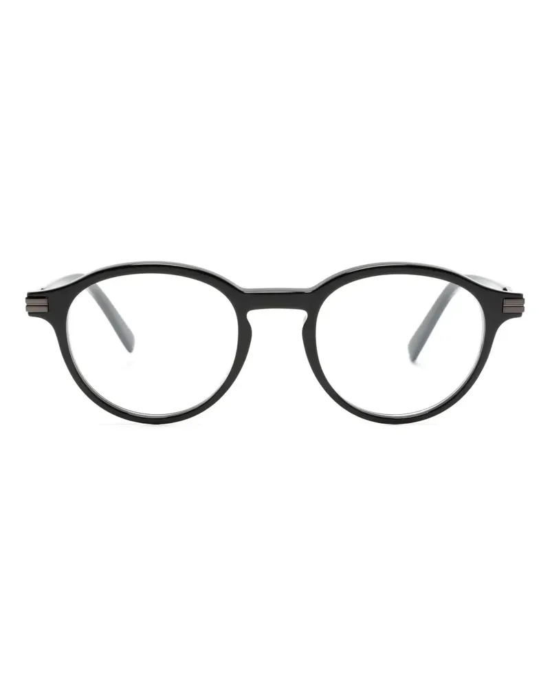 Ermenegildo Zegna Runde Brille mit Logo-Print - Schwarz Schwarz