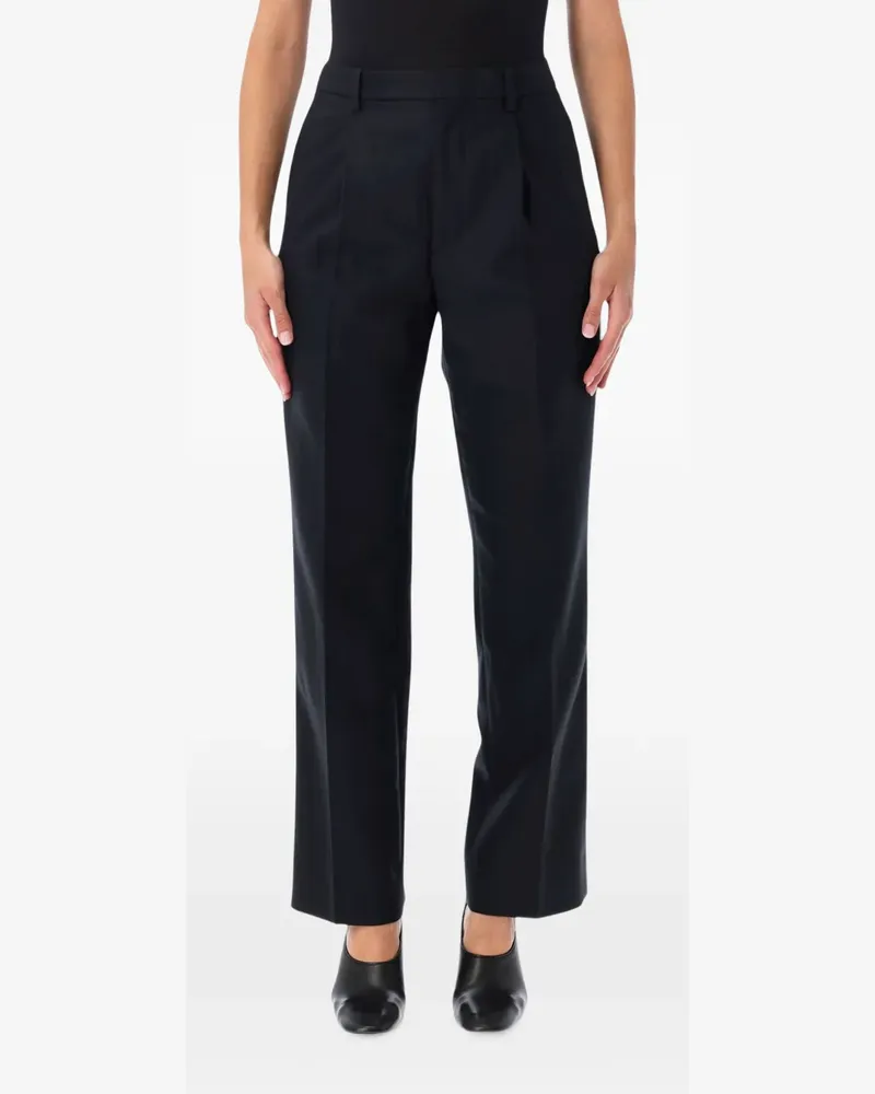 AURALEE Straight-Leg-Hose mit Falten - Schwarz Schwarz