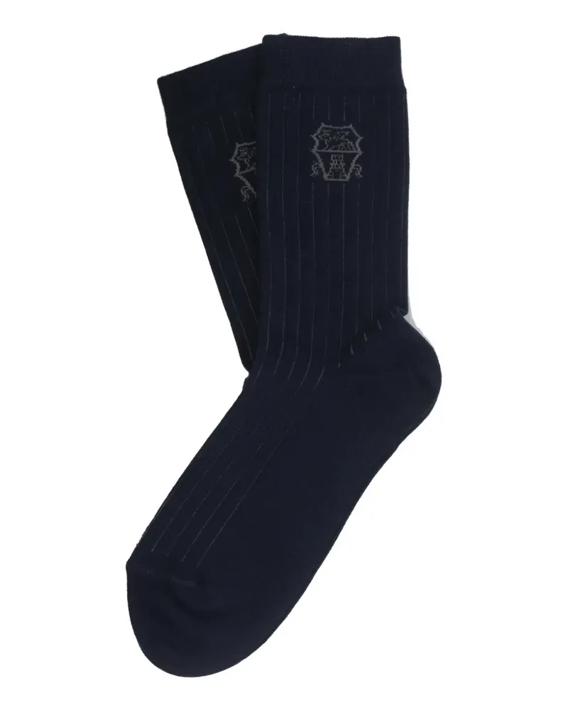 Brunello Cucinelli logo-embroidered ribbed socks - Schwarz Schwarz