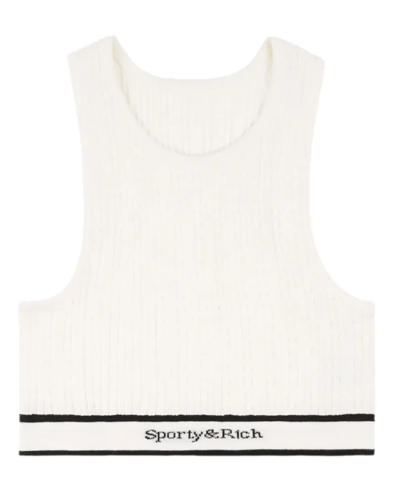SPORTY & RICH Sport-BH mit Zopfmuster - Weiß Weiß