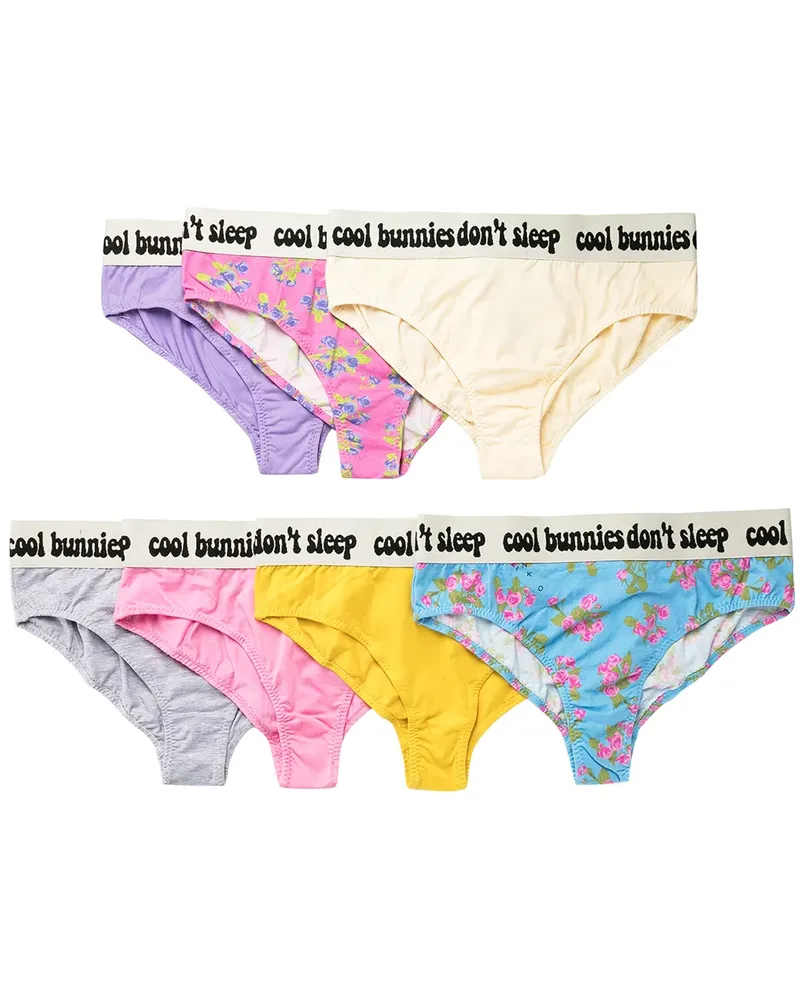 Natasha Zinko 7er-Set Slips mit Slogan-Print - Mehrfarbig Mehrfarbig