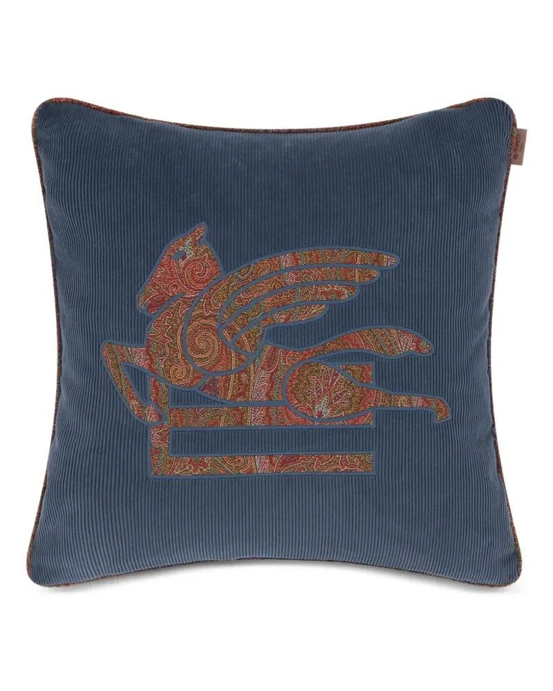 Etro Arnica Pegaso Kissen aus Cord - Blau Blau