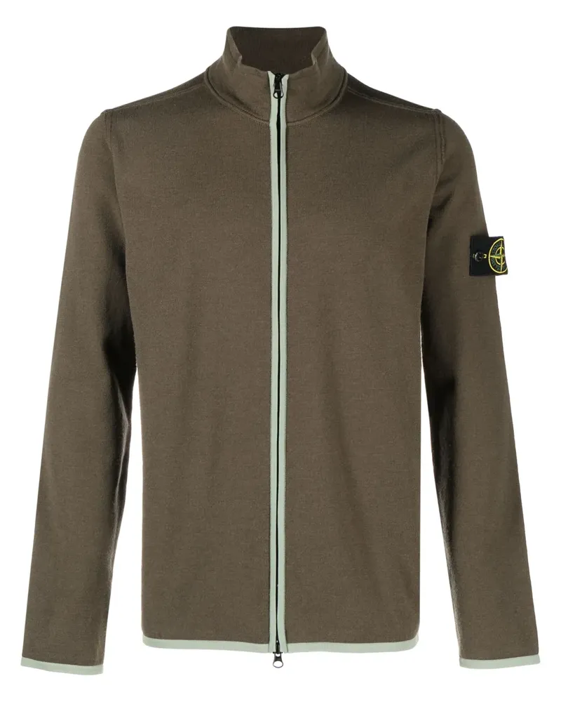 Stone Island Sweatshirtjacke mit Kompass-Motiv - Grün Grün