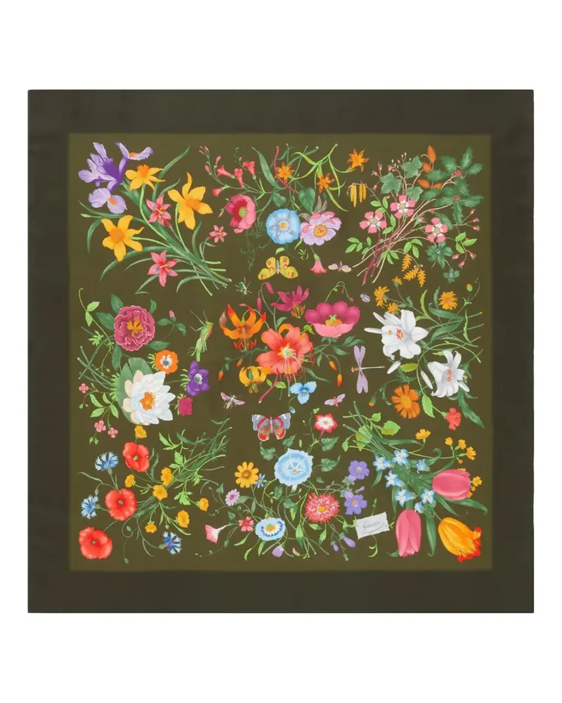 Gucci Flora-print silk scarf - Grün Grün