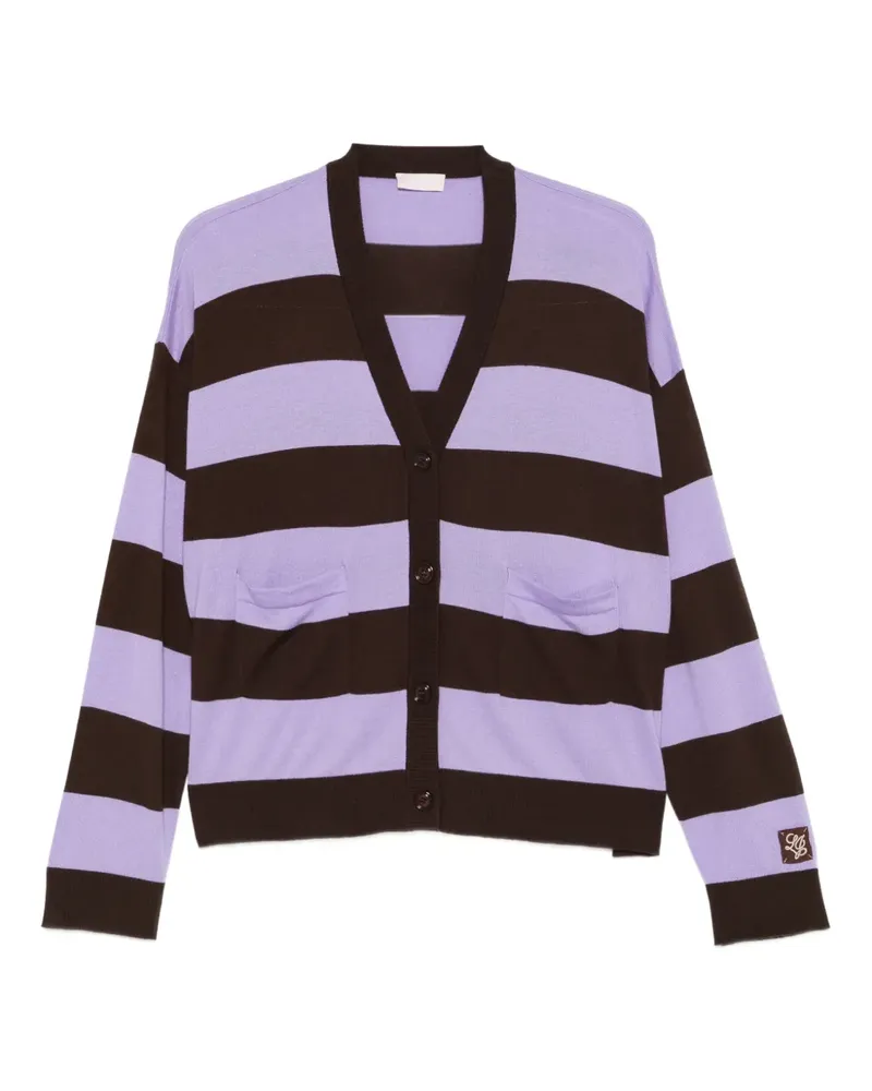 Liu Jo striped-pattern front-pockets cardigan - Braun Braun