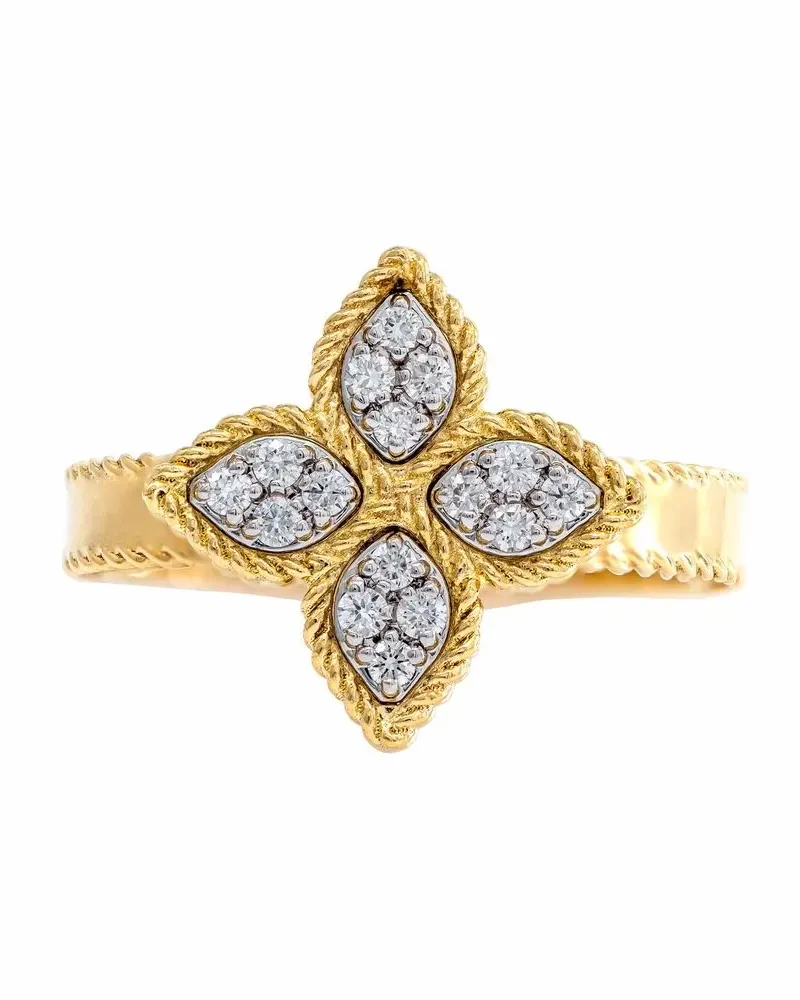 Roberto Coin 18kt Princess Flower Gelbgoldring mit Diamanten Gold