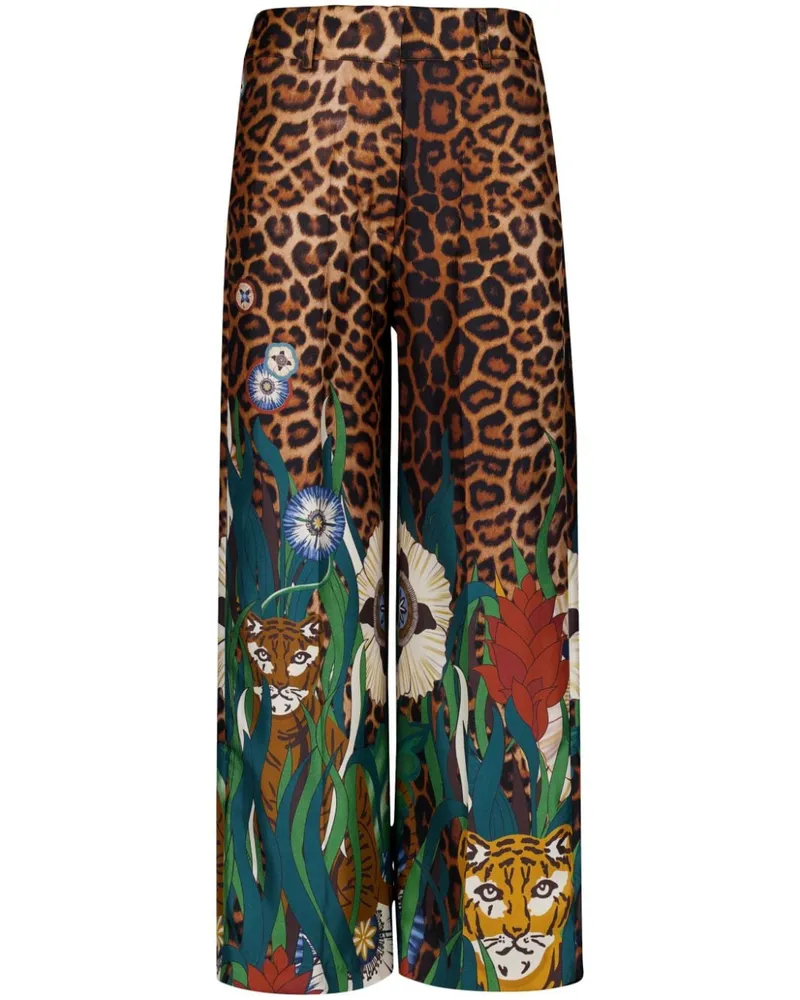 PAULA Seidenhose mit Print - Braun Braun