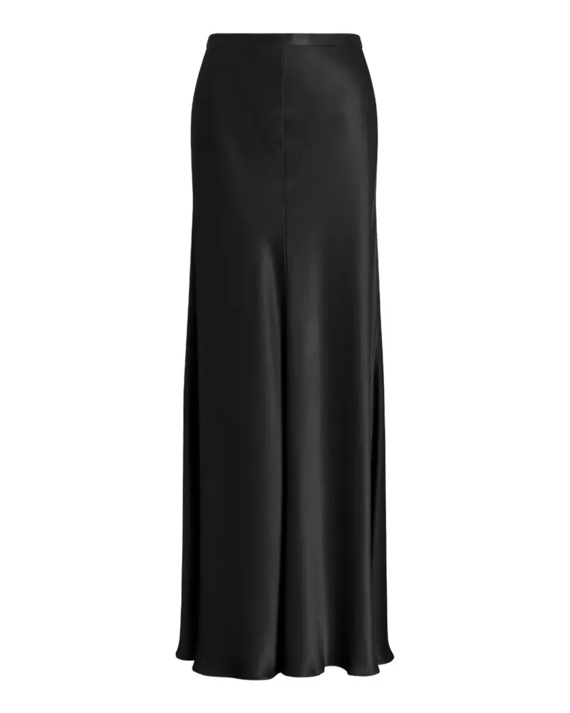 Alberta Ferretti Satinrock mit hohem Bund - Schwarz Schwarz