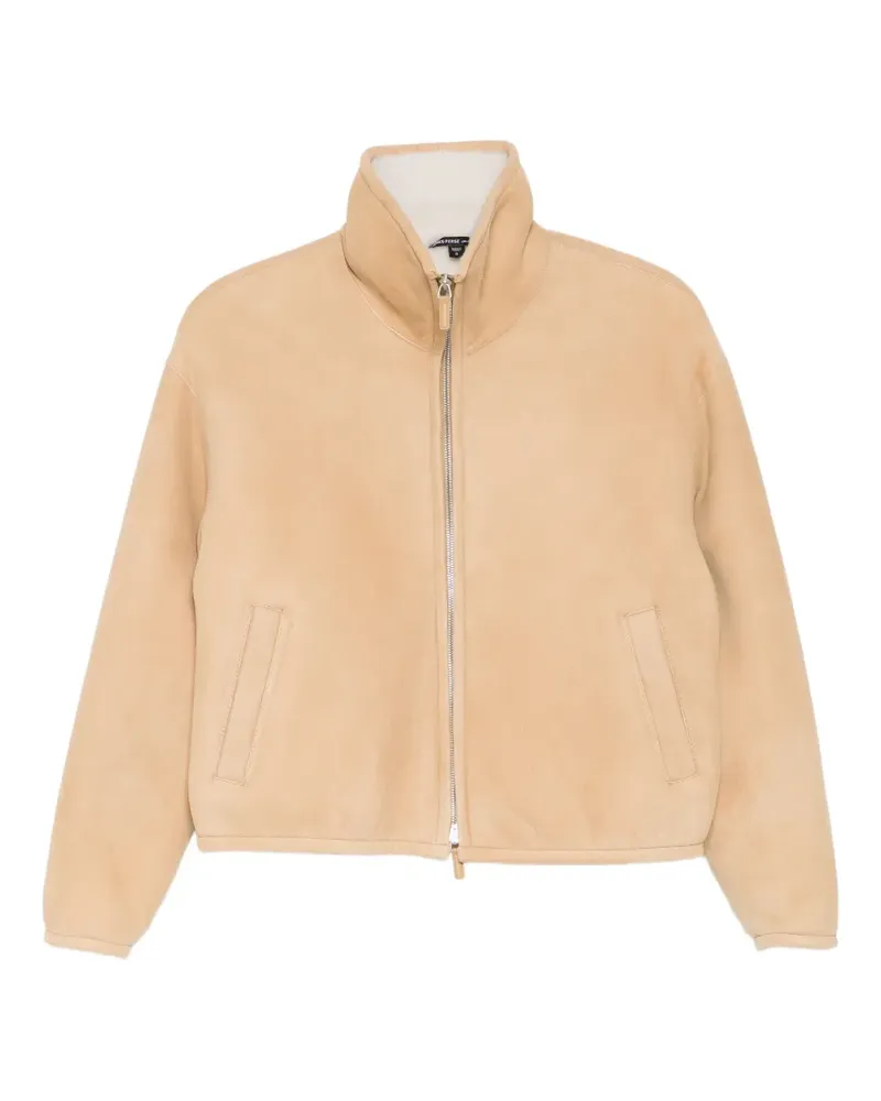 James Perse suede shearling jacket - Nude Nude