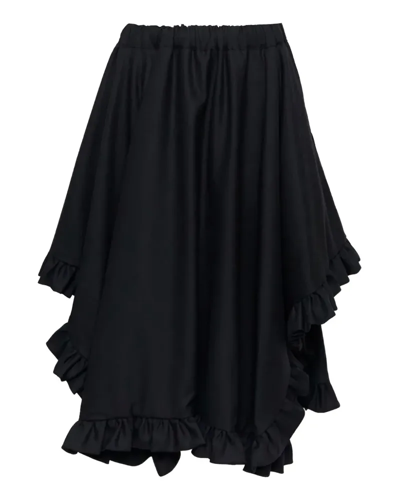 Noir Kei Ninomiya ruffled asymmetric-hem skirt - Schwarz Schwarz