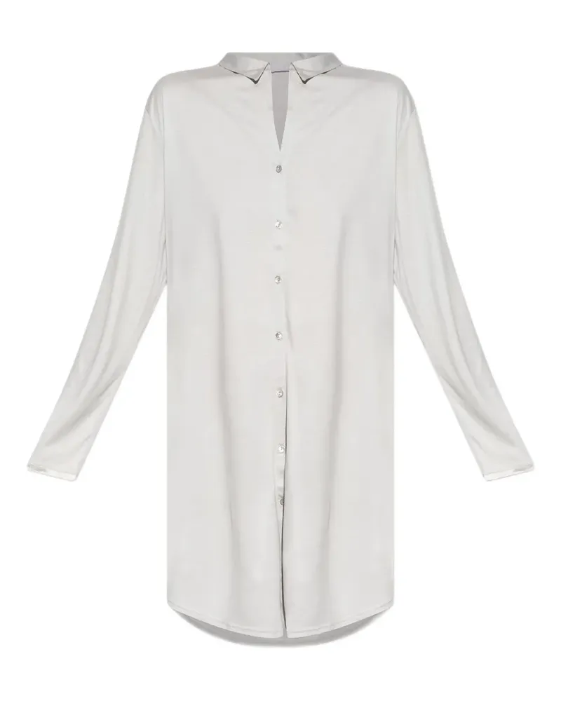 Hanro button-fastening long-sleeve nightdress - Silber Silber