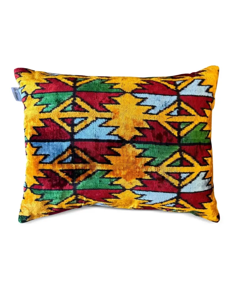 Les-Ottomans Samtkissen mit Muster (50cm x 40cm) - Gelb Gelb