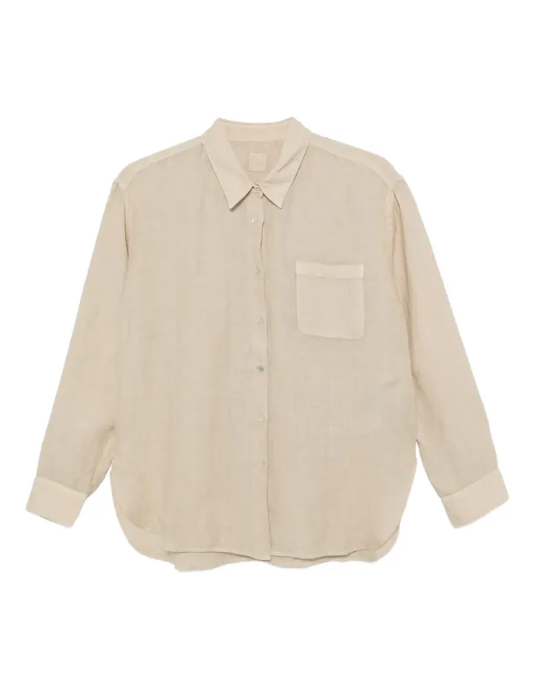 120% Lino Ali chest-pocket curved-hem shirt - Nude Nude