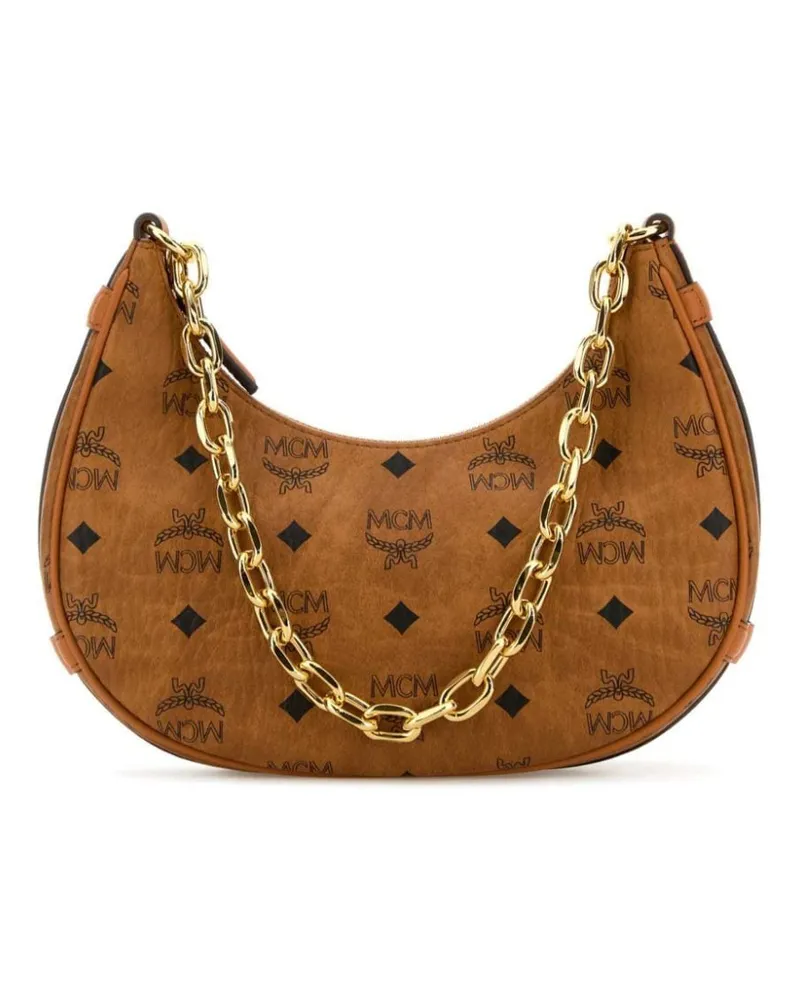 MCM Aren Crescent Schultertasche - Braun Braun