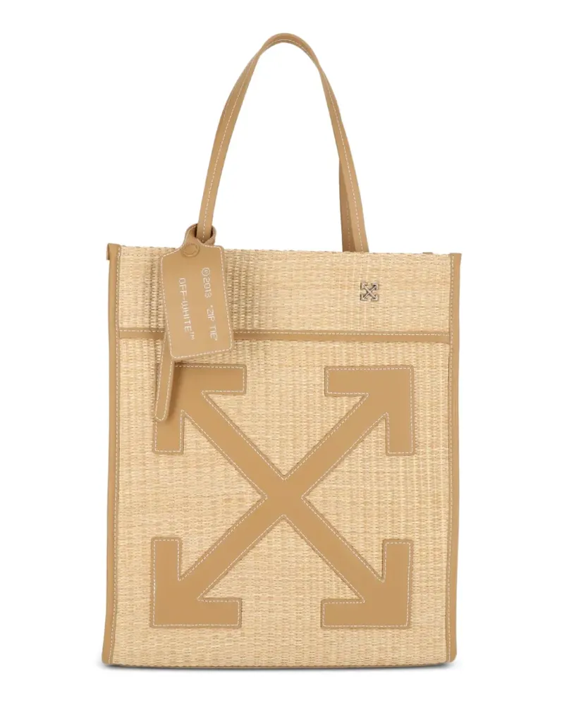 OFF-WHITE woven texture tote bag - Nude Nude
