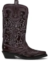 Ganni Bestickte Cowboystiefel Rot