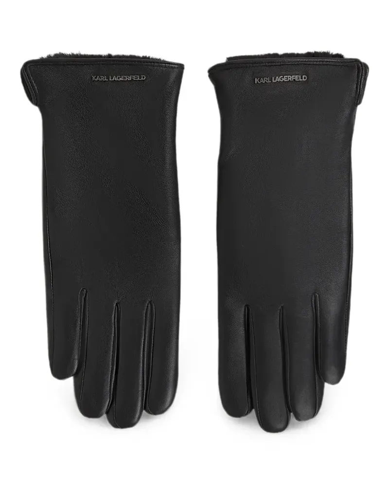 Karl Lagerfeld logo leather gloves - Schwarz Schwarz