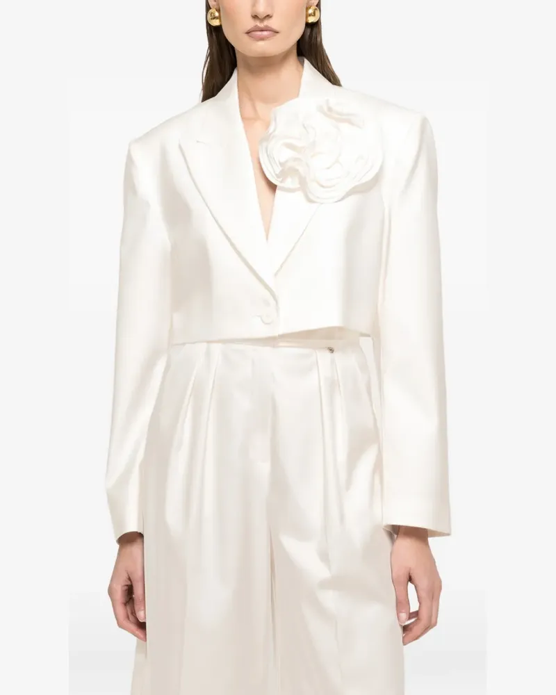 NISSA Cropped-Blazer mit Blumendetail - Weiß Weiß