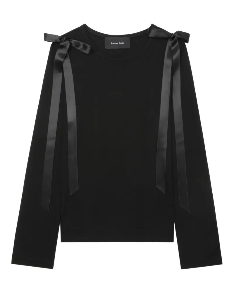 Simone Rocha Langarmshirt mit Schleife - Schwarz Schwarz