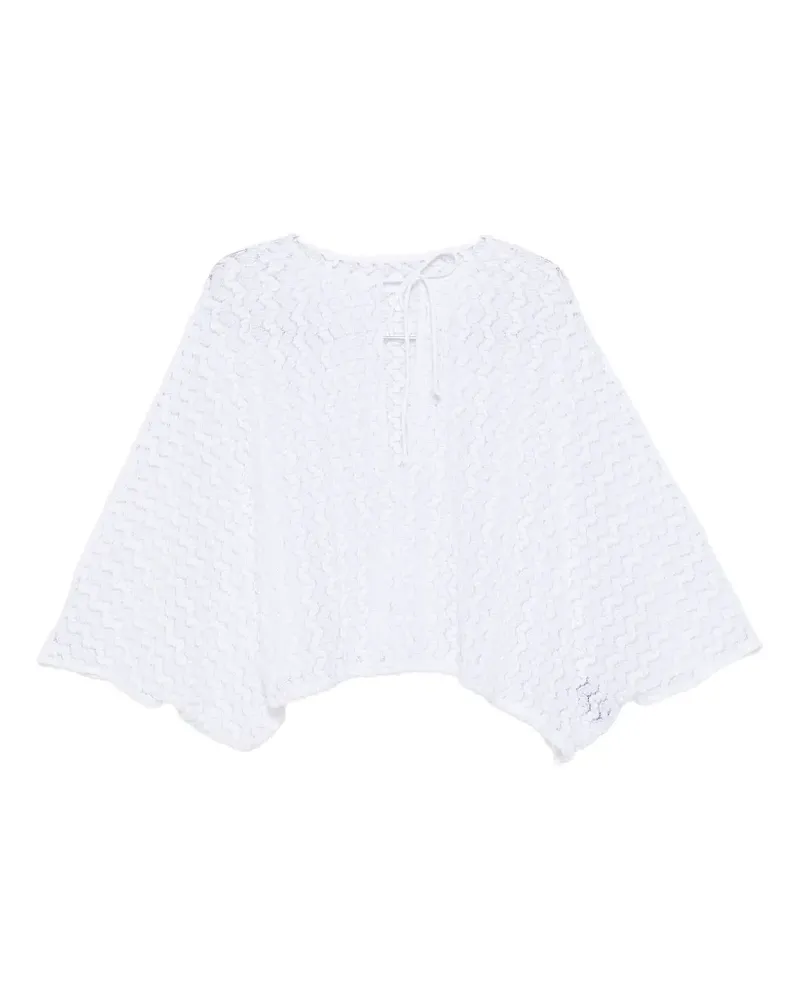 FISICO-Cristina Ferrari crochet-knit slit-sleeve top - Weiß Weiß