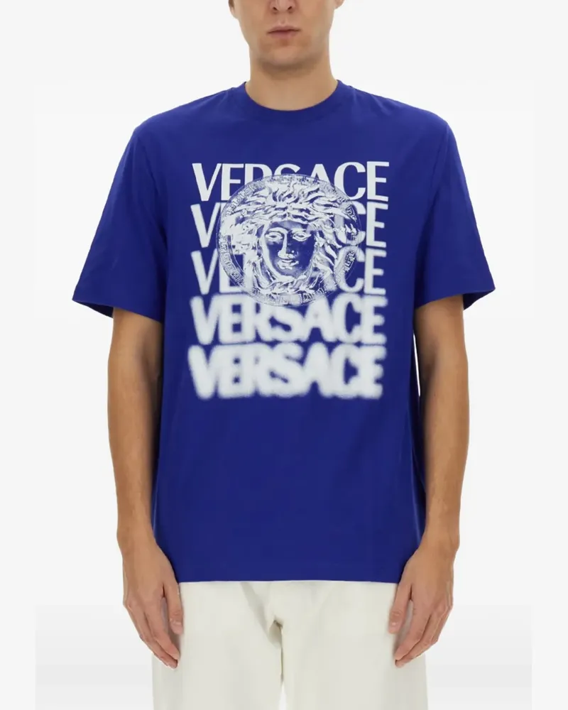 Versace logo graphic T-shirt - Blau Blau