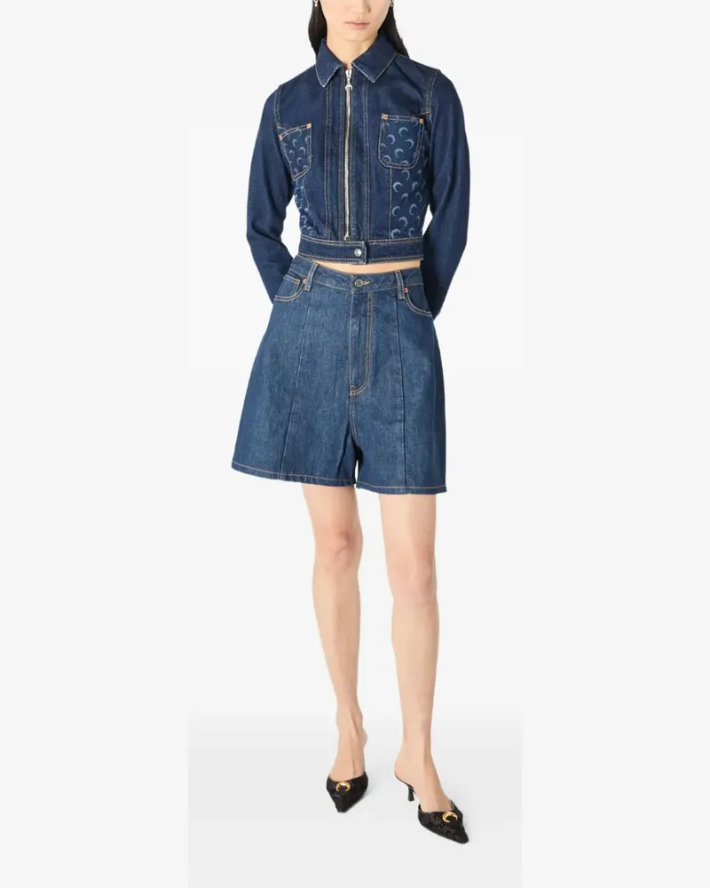 Marine Serre panelled denim shorts - Blau Blau