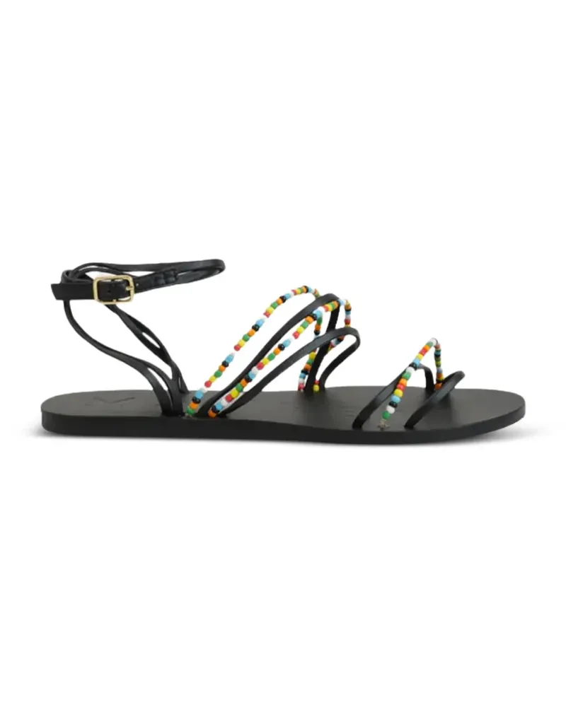 Manebí bead-embellished ankle-strap flat sandals - Schwarz Schwarz