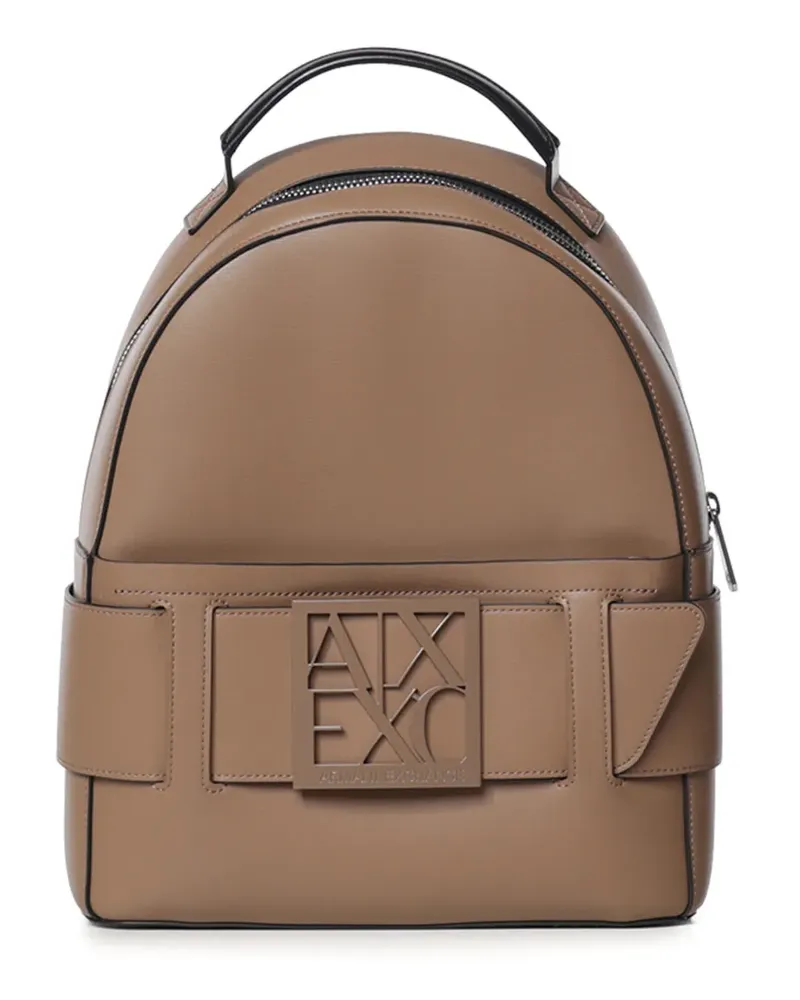 Armani Exchange logo-plaque backpack - Nude Nude