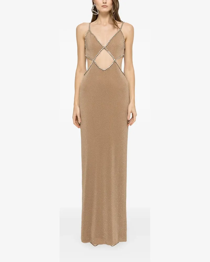 NISSA crystal-embellished maxi dress - Nude Nude
