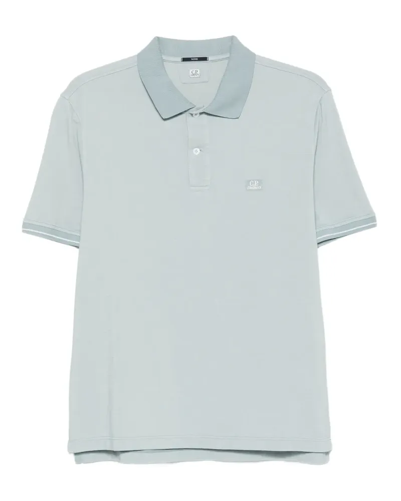 C.P. Company logo-patch tipped-cuff polo shirt - Blau Blau