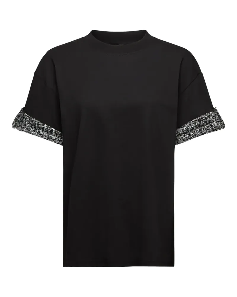 Karl Lagerfeld T-Shirt mit Bouclé-Ärmeln - Schwarz Schwarz