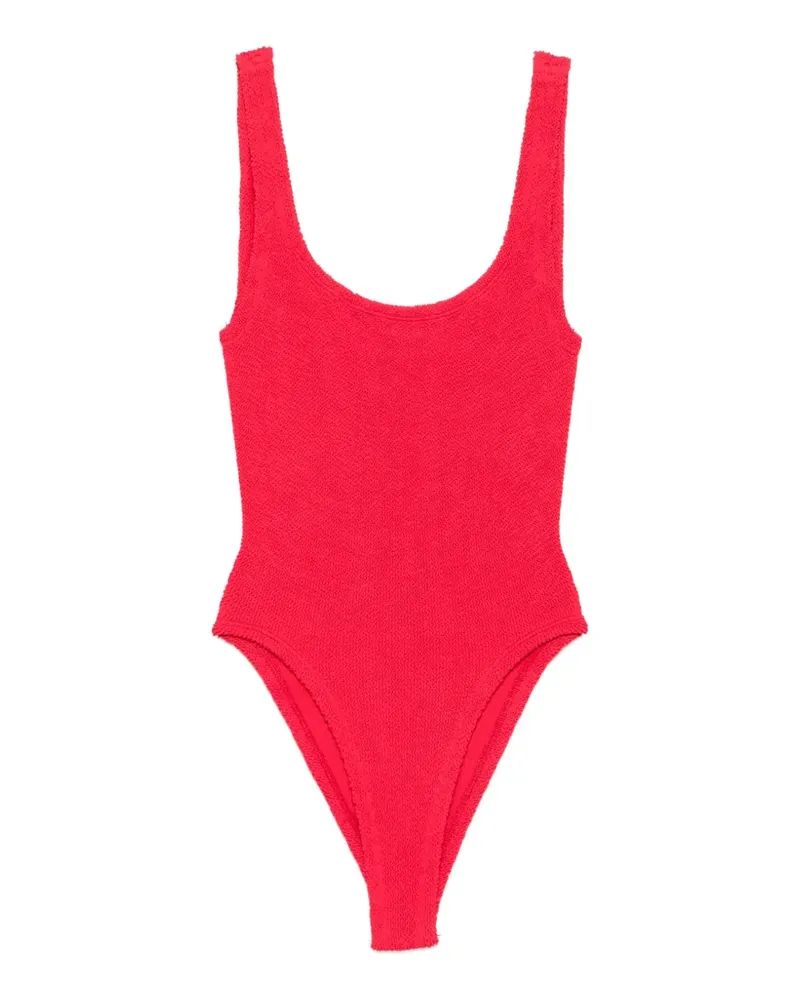Hunza G crinkle-effect square-neck swimsuit - Rot Rot