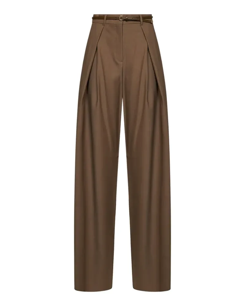 Max Mara Plissierte Hose mit Gürtel - Braun Braun