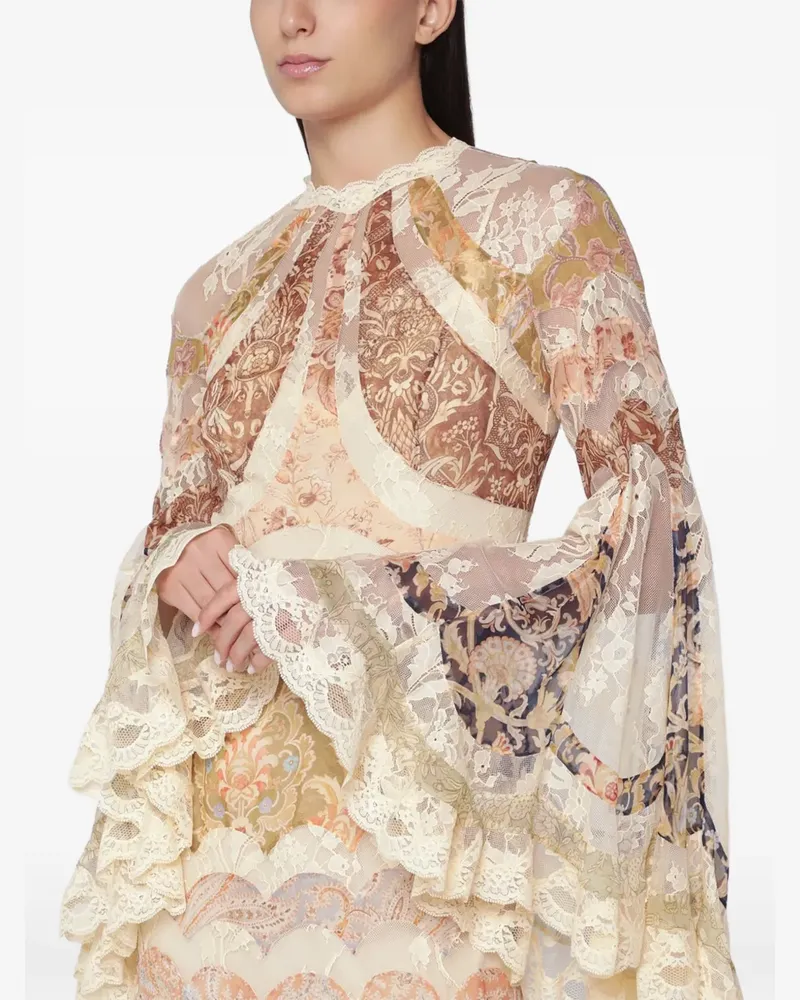 Zimmermann Valiant lace-trim silk dress - Nude Nude