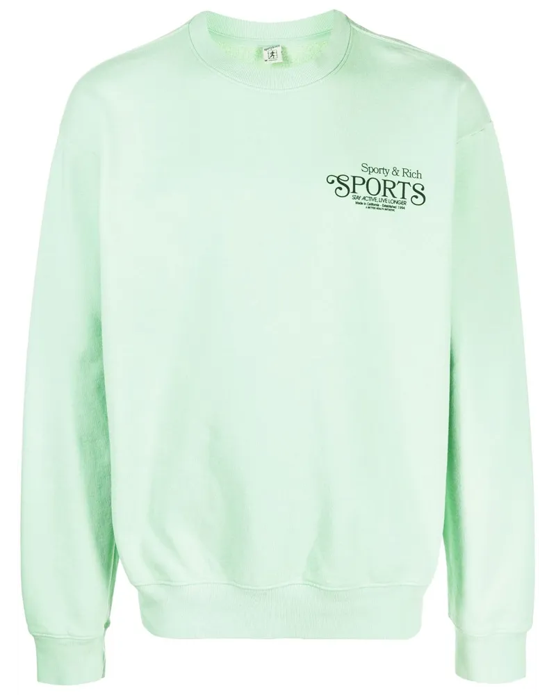 SPORTY & RICH Sweatshirt mit Logo-Print Grün