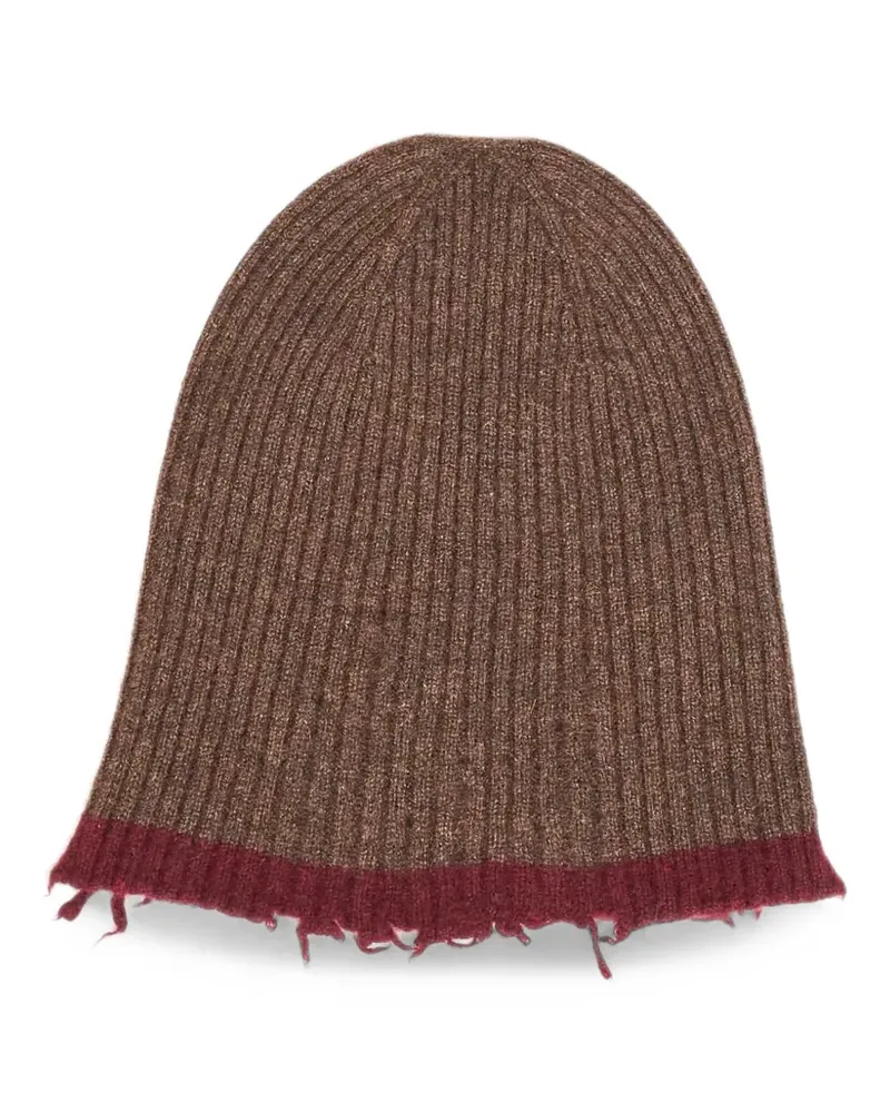Uma Wang Gerippte Beanie im Distressed-Look - Braun Braun