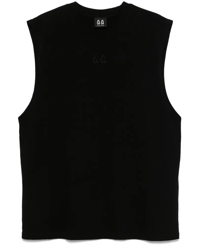 44 LABEL GROUP Trägershirt mit Logo-Stickerei - Schwarz Schwarz