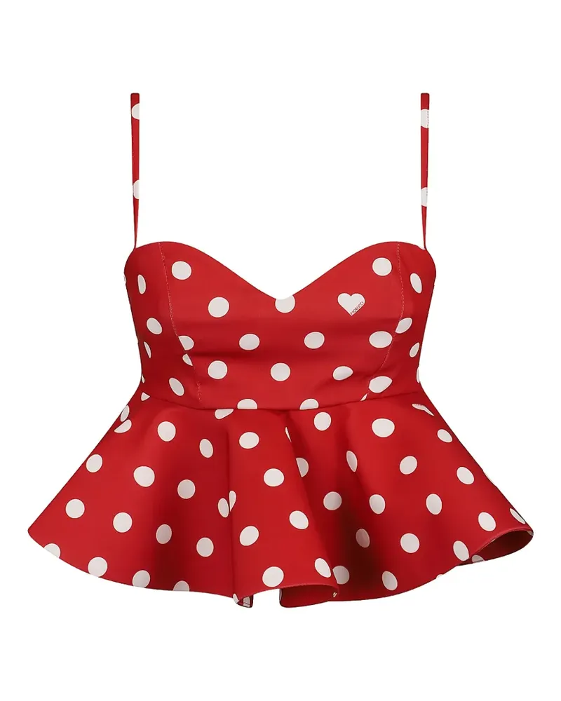 Fiorucci polka-dot peplum top - Rot Rot