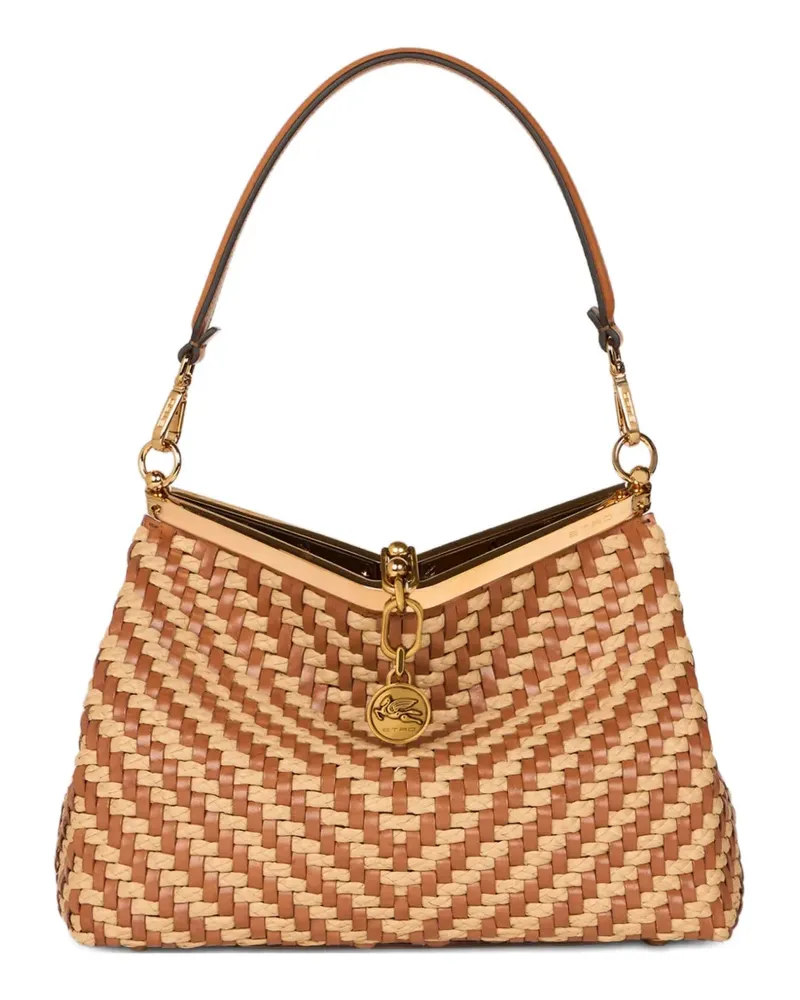 Etro medium Vela woven-leather shoulder bag - Nude Nude