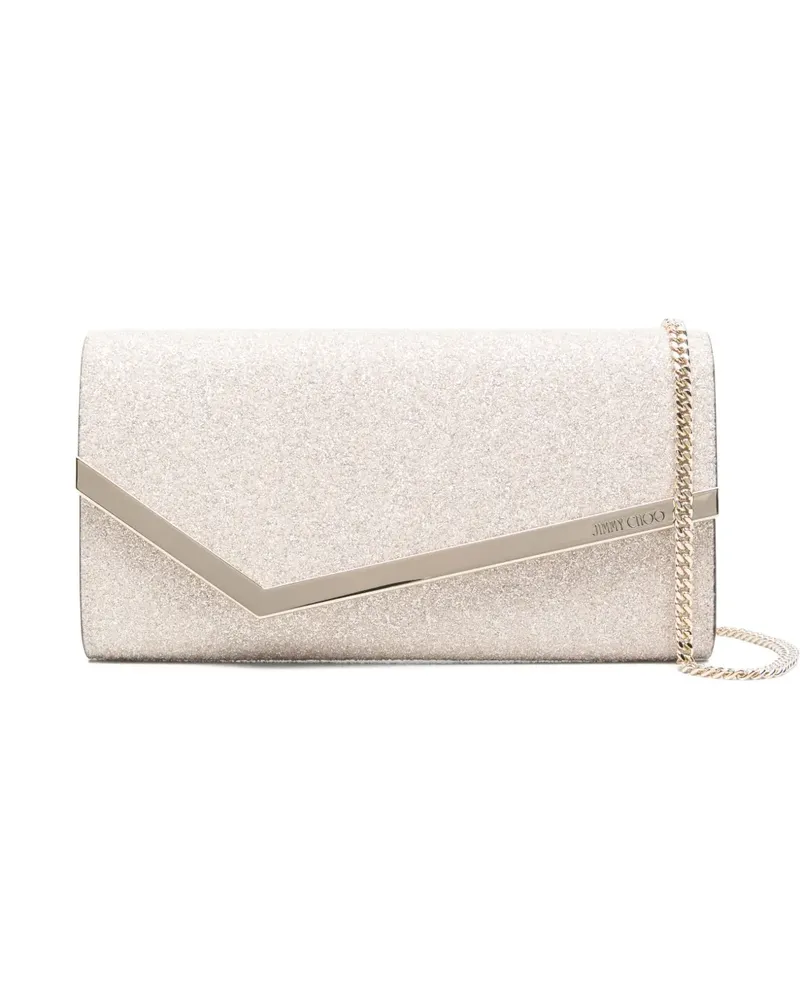Jimmy Choo Emmie Clutch im Glitter-Look - Nude Nude