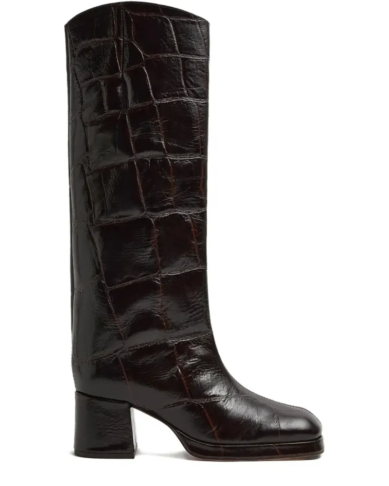 Miista Tundra Stiefel mit Kroko-Effekt - Braun Braun